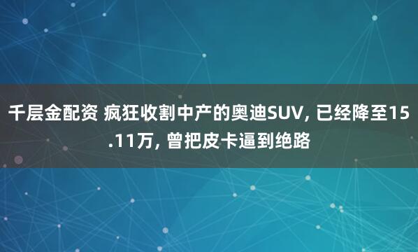 千层金配资 疯狂收割中产的奥迪SUV, 已经降至15.11万, 曾把皮卡逼到绝路